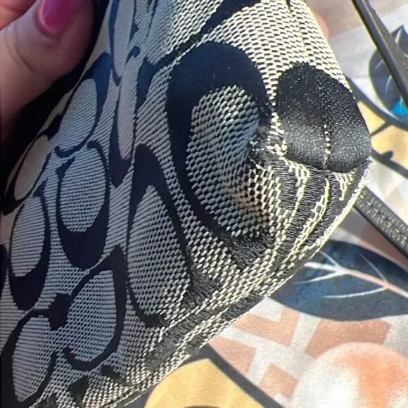 Coach Black and Beige “C” Logo Canvas and Leather Wristlet - Picture 5 of 8